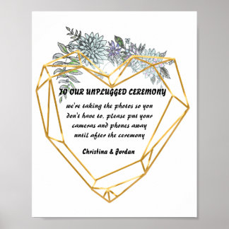 Poster Fleurs et coeur géométrique pour la fête de mariag