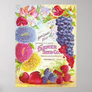 Poster Fleurs et copie vintage de couverture de catalogue
