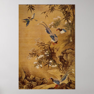 Poster Fleurs et oiseaux par Hsiao Yung