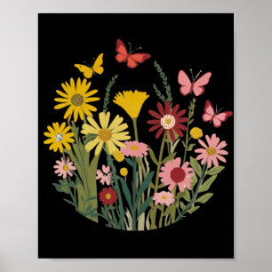 Poster Fleurs et papillons