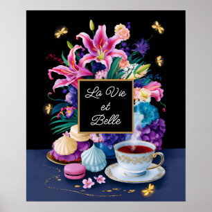 Poster Fleurs et sucreries vibrantes La Vie et Belle