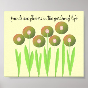 Poster Fleurs Fantaisistes aux Tons Terre avec Citation
