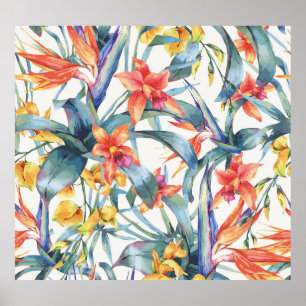 Poster Fleurs Feuilles tropicales Vintages Botaniques