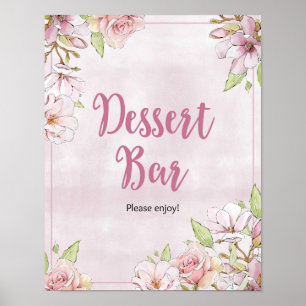 Poster Fleurs florales Dessert Bar signe de fête