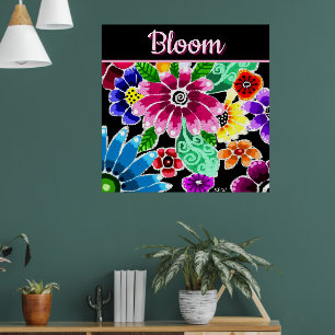 Poster Fleurs Florales Personnalisées d'Art Populaire Fan