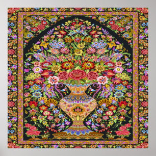 Poster Fleurs florales turques vintages persanes milieu d