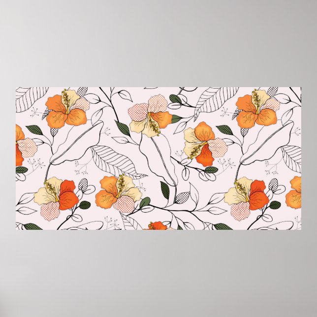 Poster Fleurs florissantes. Flux continu isolé réaliste (Devant)