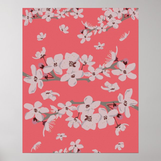 Poster Fleurs flottantes de fleurs de cerisiers (Devant)