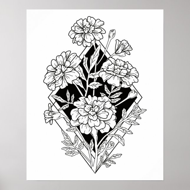 Poster Fleurs géométriques Marigold (Devant)