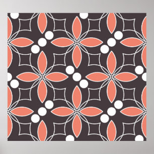 Poster Fleurs géométriques, motif artistique vintage.