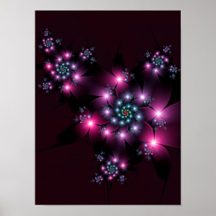 Poster Fleurs gothiques roses violettes