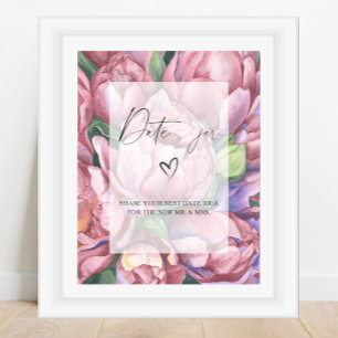 Poster Fleurs - idées de soirée en amoureux. Jeu de jar d