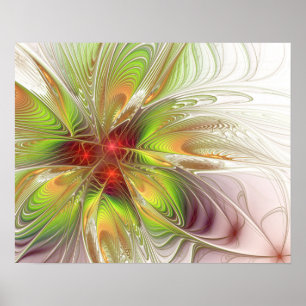 Poster Fleurs imaginaires fractales douces et tendres