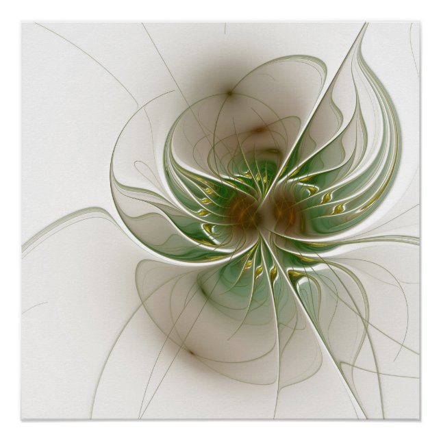 Poster Fleurs imaginaires fractales douces et tendres (Devant)