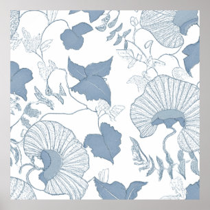 Poster Fleurs japonaises blanches Delicate Arrière - plan