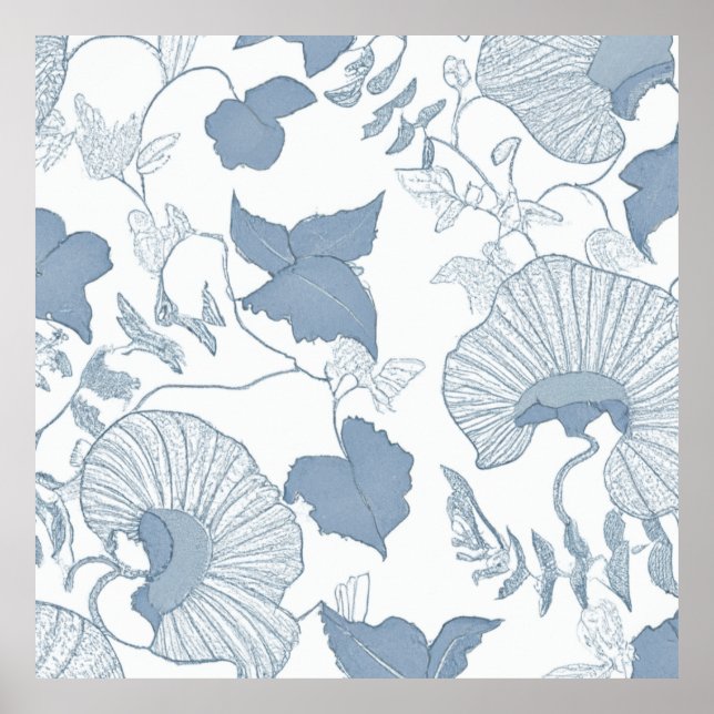 Poster Fleurs japonaises blanches Delicate Arrière - plan (Devant)