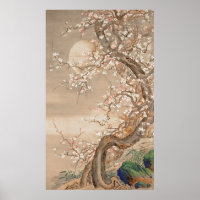 Fleurs japonaises de prune au clair de lune