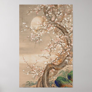 Poster Fleurs japonaises de prune au clair de lune par Sō