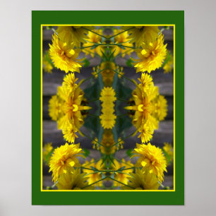 Poster Fleurs Jaunes Dans Miroir Soleil Abstrait