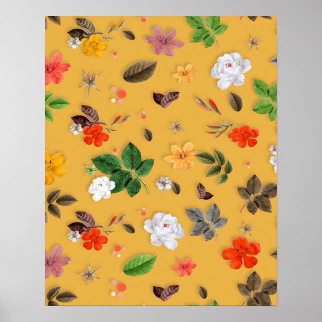 Poster Fleurs jaunes et roses blanches 20 (Devant)