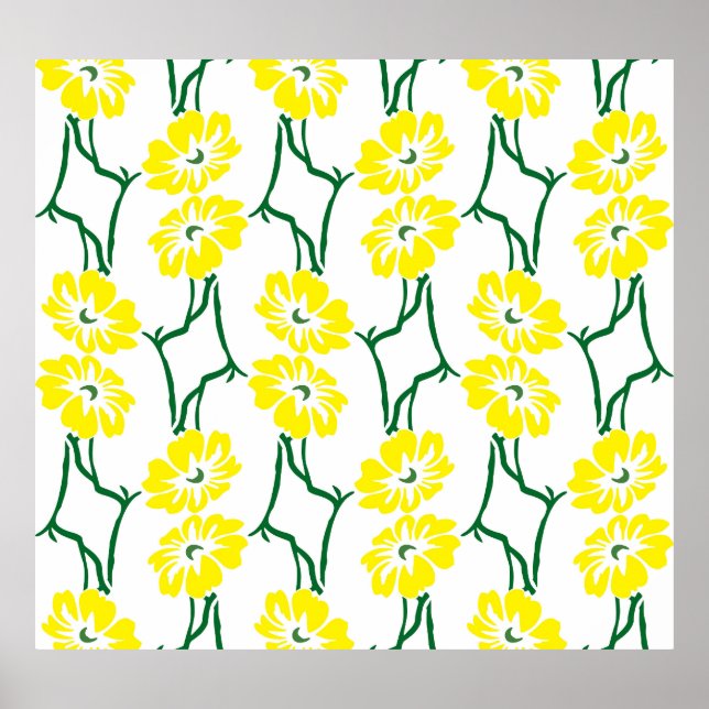 Poster Fleurs Jaunes : Motif sans couture illustré (Devant)