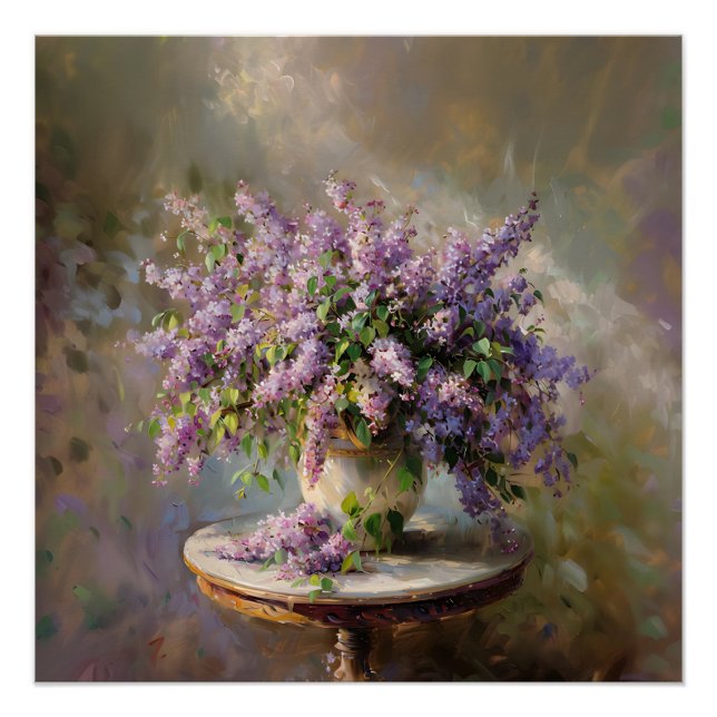 Poster Fleurs Lilac dans Vase (Devant)