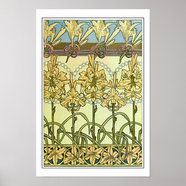 Poster Fleurs Lily de style Art Nouveau, Mucha (Devant)