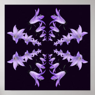Poster Fleurs Lily violettes miroir Art Abstrait