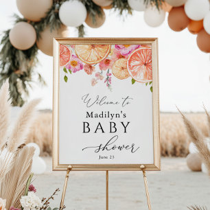 Poster Fleurs lumineuses et Baby shower d'agrumes Bienven