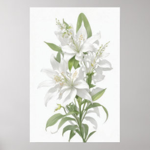 Poster Fleurs Lys Blanches