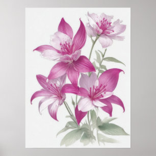 Poster Fleurs Lys Violettes