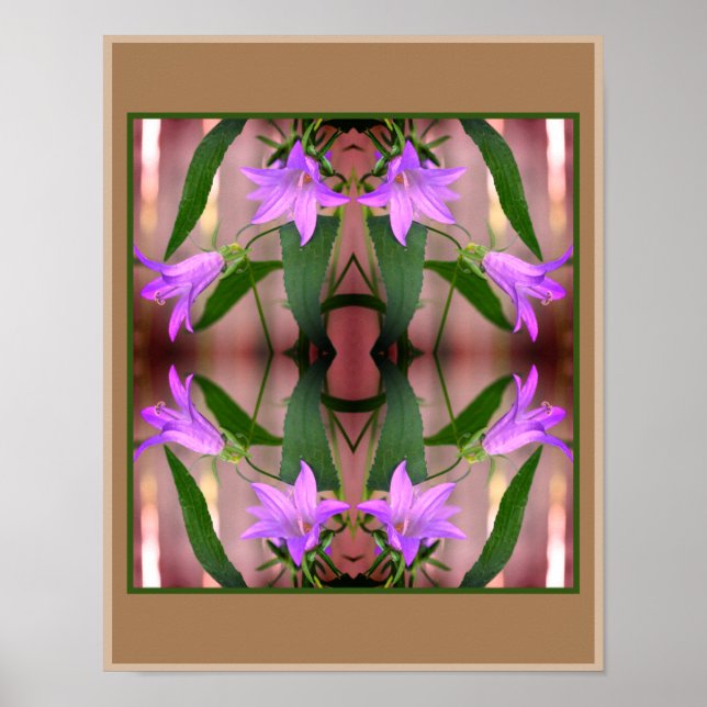 Poster Fleurs Lys violettes délicates Miroir Abstrait (Devant)