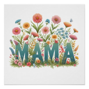 Poster Fleurs Mama