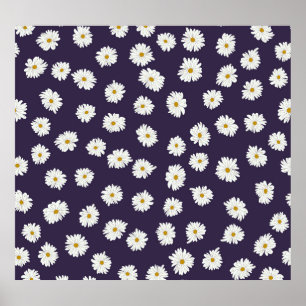 Poster Fleurs marguerites : petit motif sans soudure.