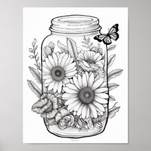 Poster Fleurs Mélangées En Colorant Jar