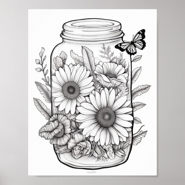 Poster Fleurs Mélangées En Colorant Jar (Devant)