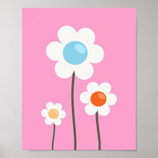 Poster Fleurs mignonnes roses (Devant)