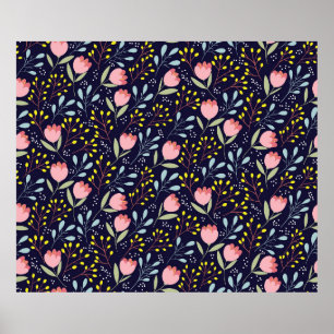 Poster Fleurs mignonnes sans couture motif