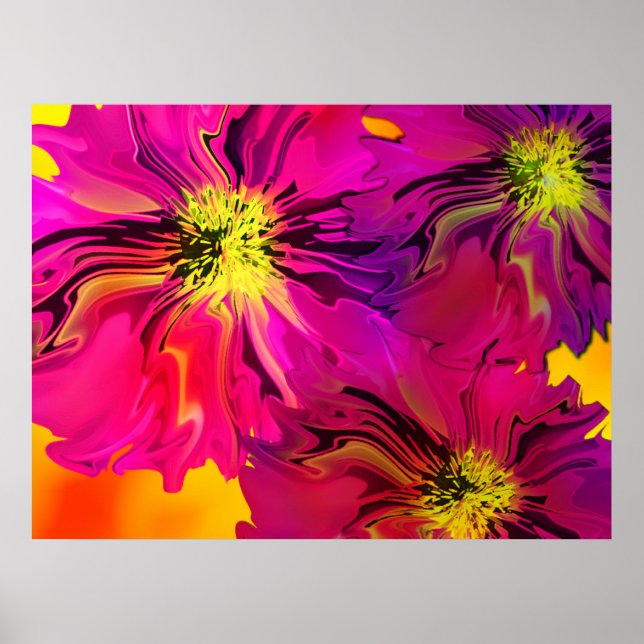 Poster Fleurs modernes Abstraites Fuchsia (Magenta) (Devant)