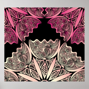 Poster Fleurs motif de la nature, illustration vintage.