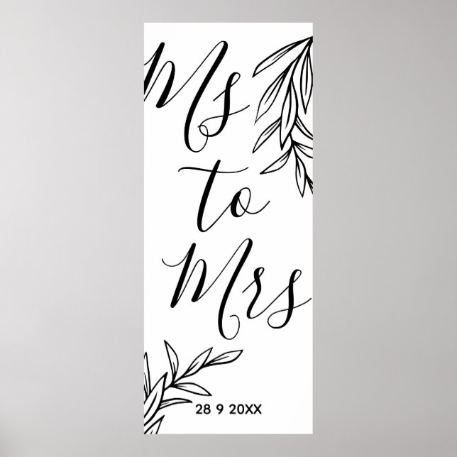 Poster Fleurs Ms à Mrs baby shower de mariage (Devant)