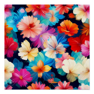 Poster Fleurs multicolores florales Motif-37566