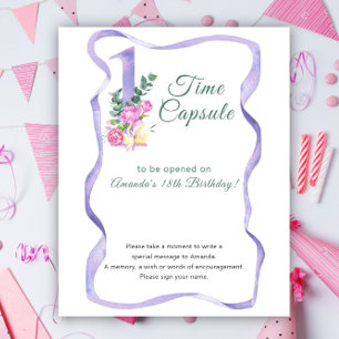 Poster Fleurs Nombre Capsule Temporelle 1er anniversaire