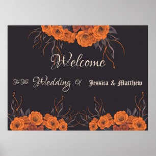 Poster Fleurs Orange Élégant Mariage