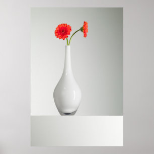 Poster Fleurs Orange Gerbera dans Vase