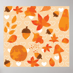 Poster Fleurs orange : Motif Doodle à la main.