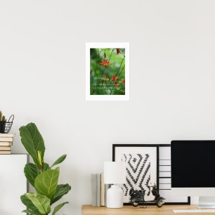 Poster Fleurs orange rêveuses avec citation d'Edgar Allan