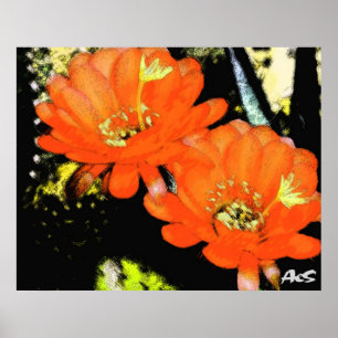 POSTER FLEURS ORANGES
