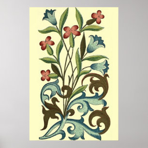 Poster Fleurs Papier Peint Art Nouveau Joli