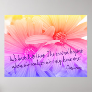 Poster Fleurs Pastel colorées Marguerites Confucius Citat